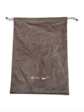 Aritzia x Nike Brown Faux Suede Drawstring Dust Bag Gold Foil Logo 14.5"x 10.5"